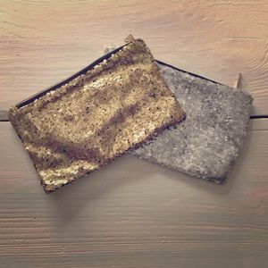 1 Silver & 1 Gold Sequin zipper pocket purses